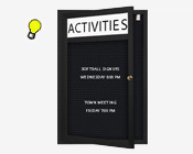 Wall Mount Outdoor Letter Board Swing Cases with Header & Interior Lighting